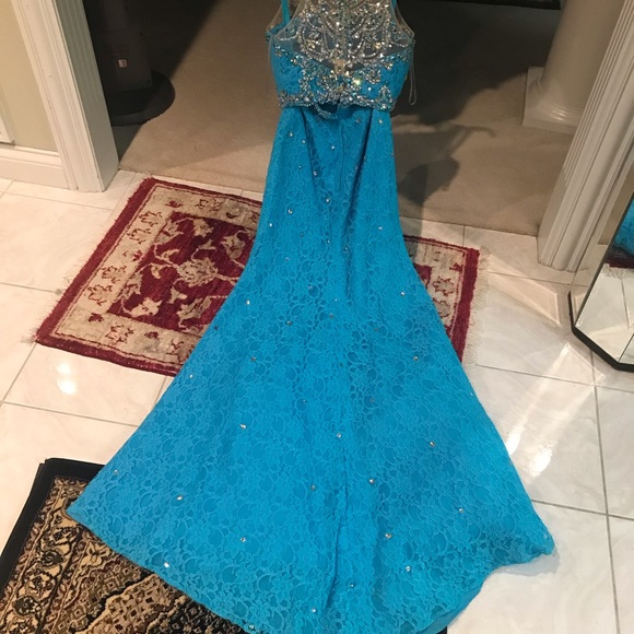 2 piece baby blue mermaid style prom dress - Picture 4 of 6